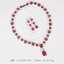 18k Gold Plated Garnet Red Square Gem Jewelry Set for Brides thumbnail 3