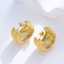Stud 18k Gold-Plated Stainless Steel Wide Bread Texture CC Striped Women's Hoop Fashion Jewelry Earrings thumbnail 3