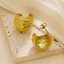 C-shaped geometric wide-textured women's accessories, 18k gold-plated stainless steel fashion jewelry earrings thumbnail 1