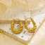 Electroplating wholesale mixed 18k gold-plated women's custom gold fashion twisted rope jewelry shiny stainless steel earrings thumbnail 2