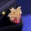 Lonceen Vibrant Crystal-Studded Strawberry Brooch (18K Gold Plated) thumbnail 3