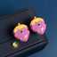 Lonceen Vibrant Purple Strawberry Enamel Stud Earrings thumbnail 2