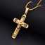 Collier croix Jésus pour homme en acier inoxydable plaqué or 18 carats thumbnail 2