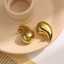 Gold drop-shaped 18k gold-plated fashion jewelry earrings with a non-oxidizable gold design thumbnail 1