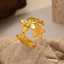 Adjustable Gold Flower Stainless Steel Ring for Women thumbnail 1