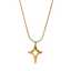Gold Geometric Cross Star Stainless Steel Necklace for Women thumbnail 2