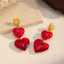 Gold and Red Stainless Steel Heart Earrings for Women thumbnail 3