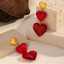 Gold and Red Stainless Steel Heart Earrings for Women thumbnail 2