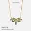Gold Stainless Steel Floral Necklace for Women with Green Petals thumbnail 3