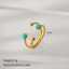 Bague ouverte en acier inoxydable plaqué or avec style turquoise thumbnail 3