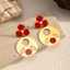 Gold Stainless Steel Dangle Earrings for Women with Red Flower thumbnail 2