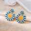 Lonceen Gold Plated Stainless Steel Sunflower Enamel Drop Earrings – Boho Floral Jewelry thumbnail 3