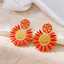 Lonceen Gold Plated Stainless Steel Sunflower Enamel Drop Earrings – Boho Floral Jewelry thumbnail 2