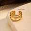 Bague ouverte ajustable multicouche en acier inoxydable doré pour femme thumbnail 2