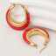 Boucles d'oreilles Lonceen en acier inoxydable, cerceau rouge de chine thumbnail 3