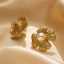 18K Gold Plated Stainless Steel Vintage Flower Pearl Stud Earrings thumbnail 3