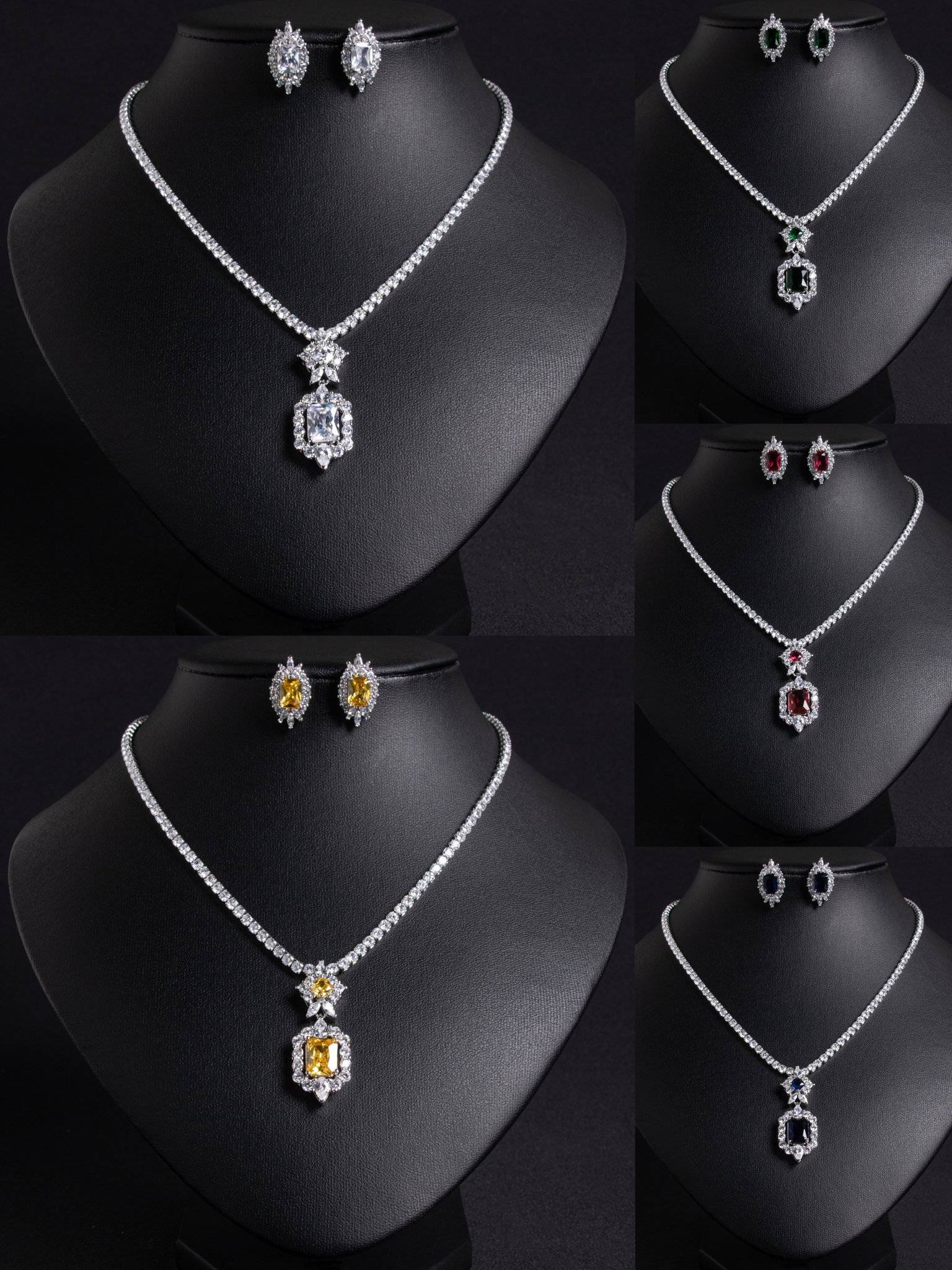 Wedding Jewelry Sets 18k Gold Plated Brass Oval Zircon Set