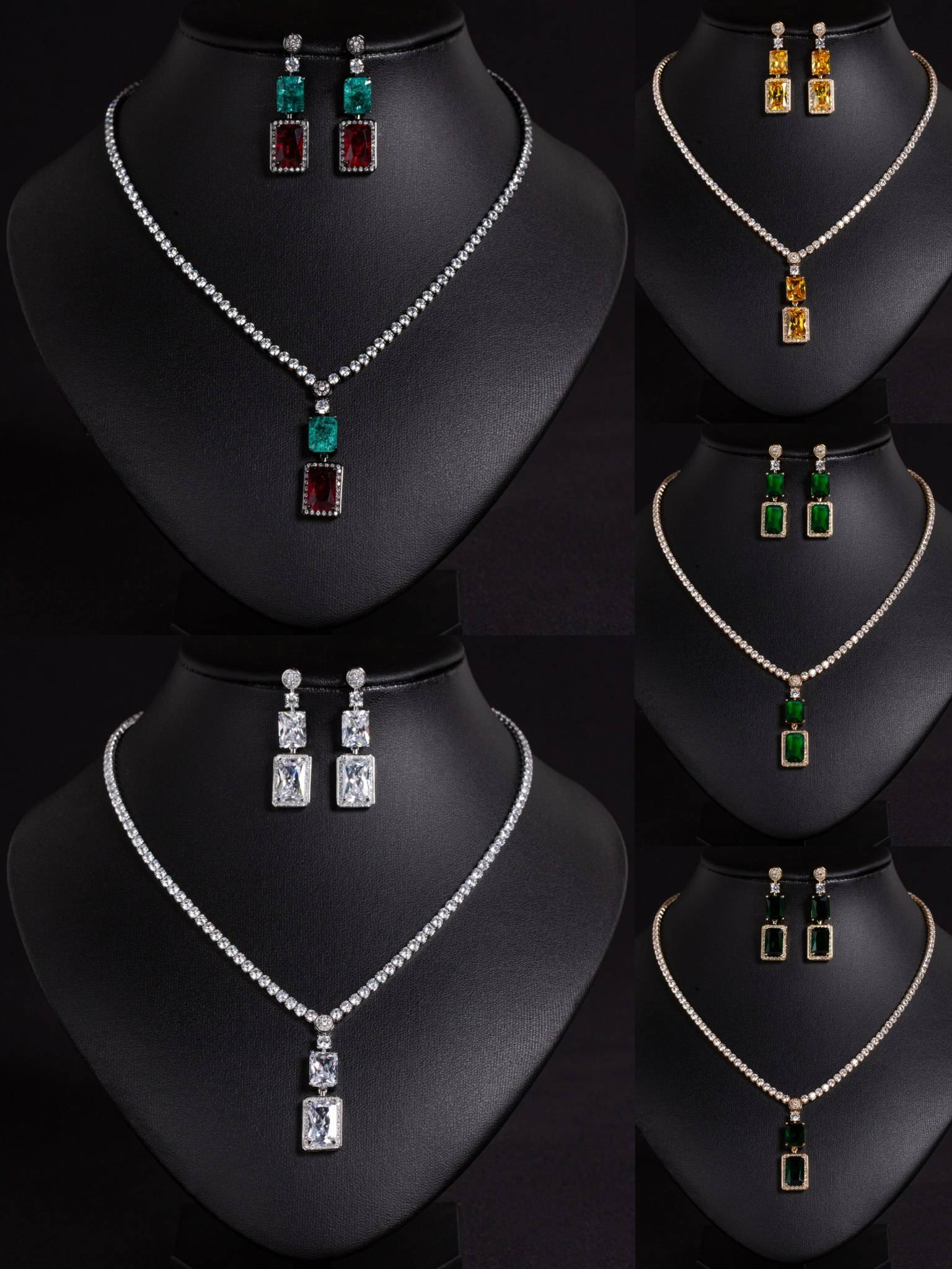18K Gold Plated Rectangular Zircon Jewelry Set: A Luxurious Choice for Banquets and Brides