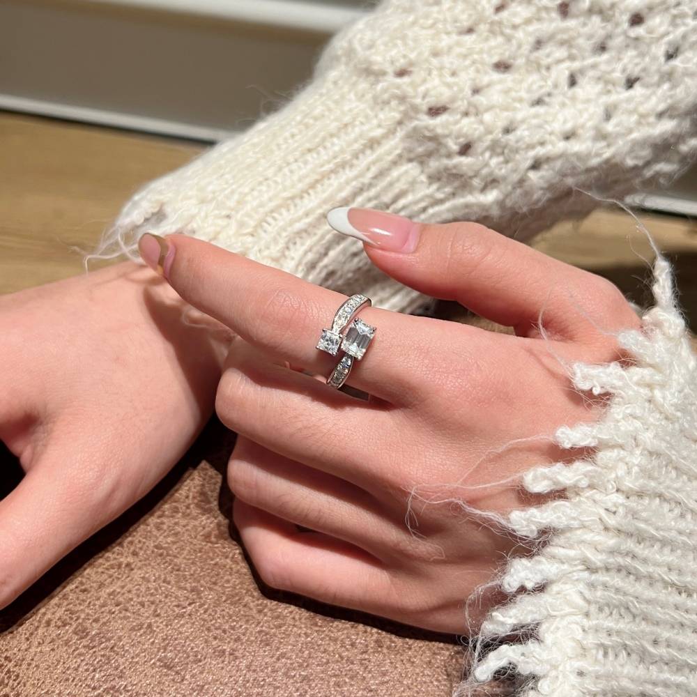 Source of 925 Sterling Silver Moissanite Double Diamond Stacked Rings Revealed