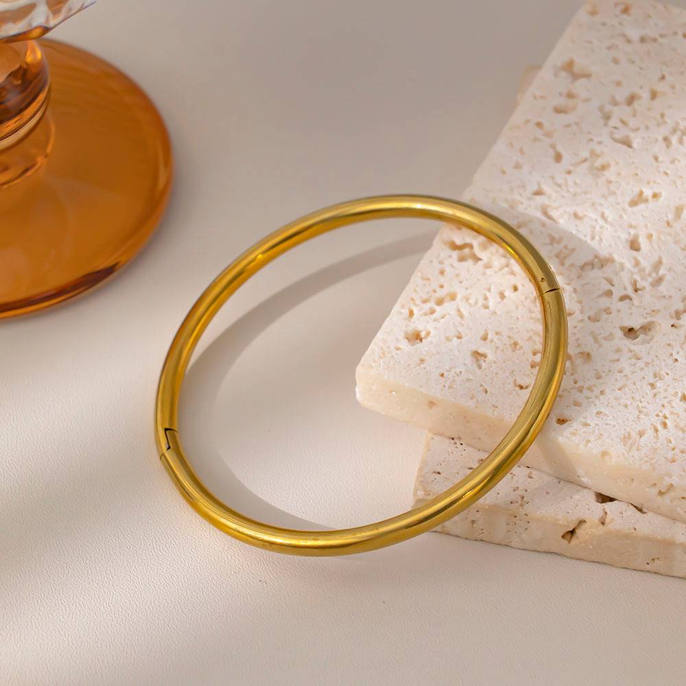 Ins Retro Stainless Steel 18k Gold Polished Classic Fashion Jewelry Gold Bracelet for Women