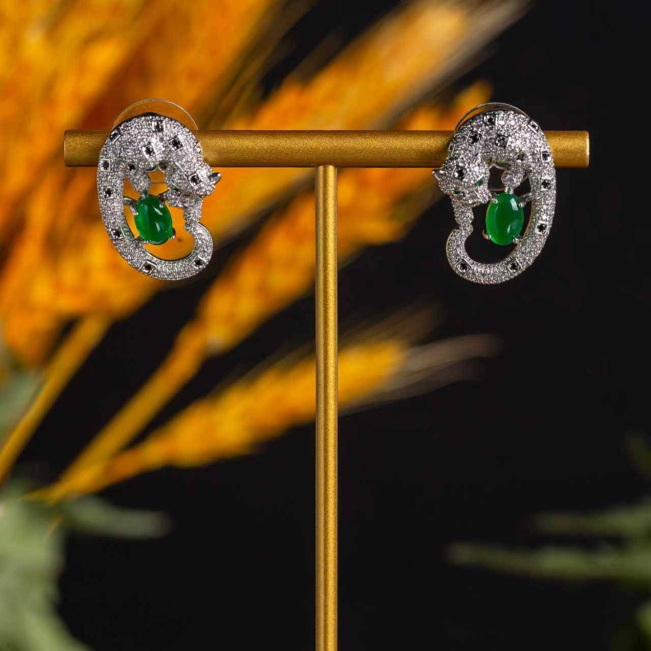 Pendientes de aro de circonita cúbica de leopardo multicolor para mujer