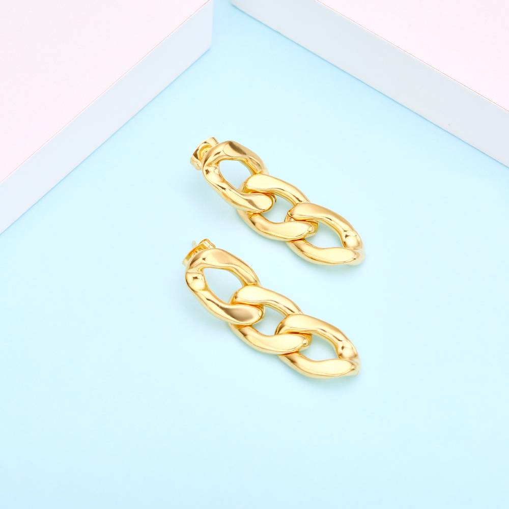 Non-oxidizing 18k gold-plated stainless steel thick chain pendant designed fashion jewelry earrings