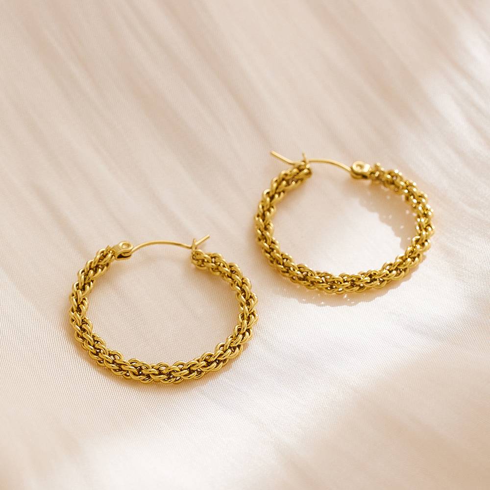 Jewelry non-oxidizable gold-colored hemp rope custom-made women's fashion jewelry earrings