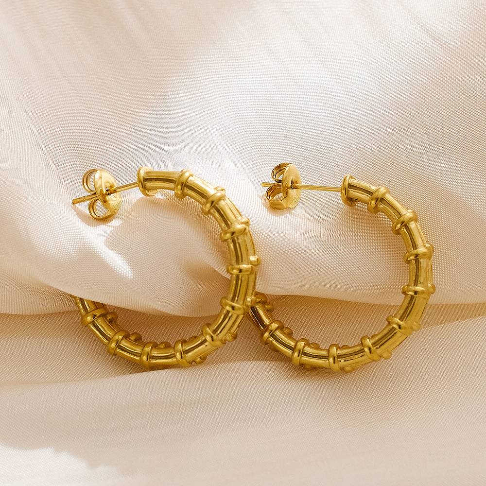 Jewelry non-oxidizable bamboo joint gold customized ladies' fashion jewelry earrings
