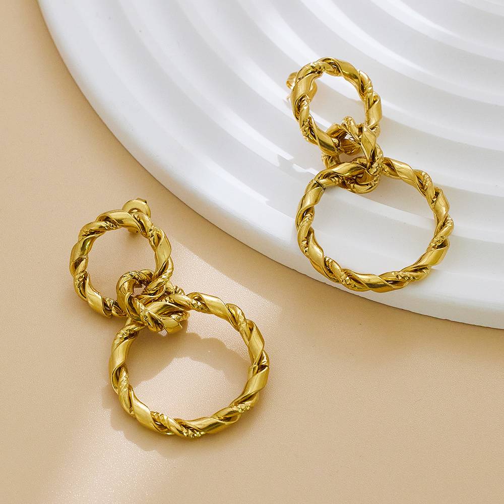 Stainless steel earrings, Chinese jewelry, women's long twisted fashion jewelry earrings