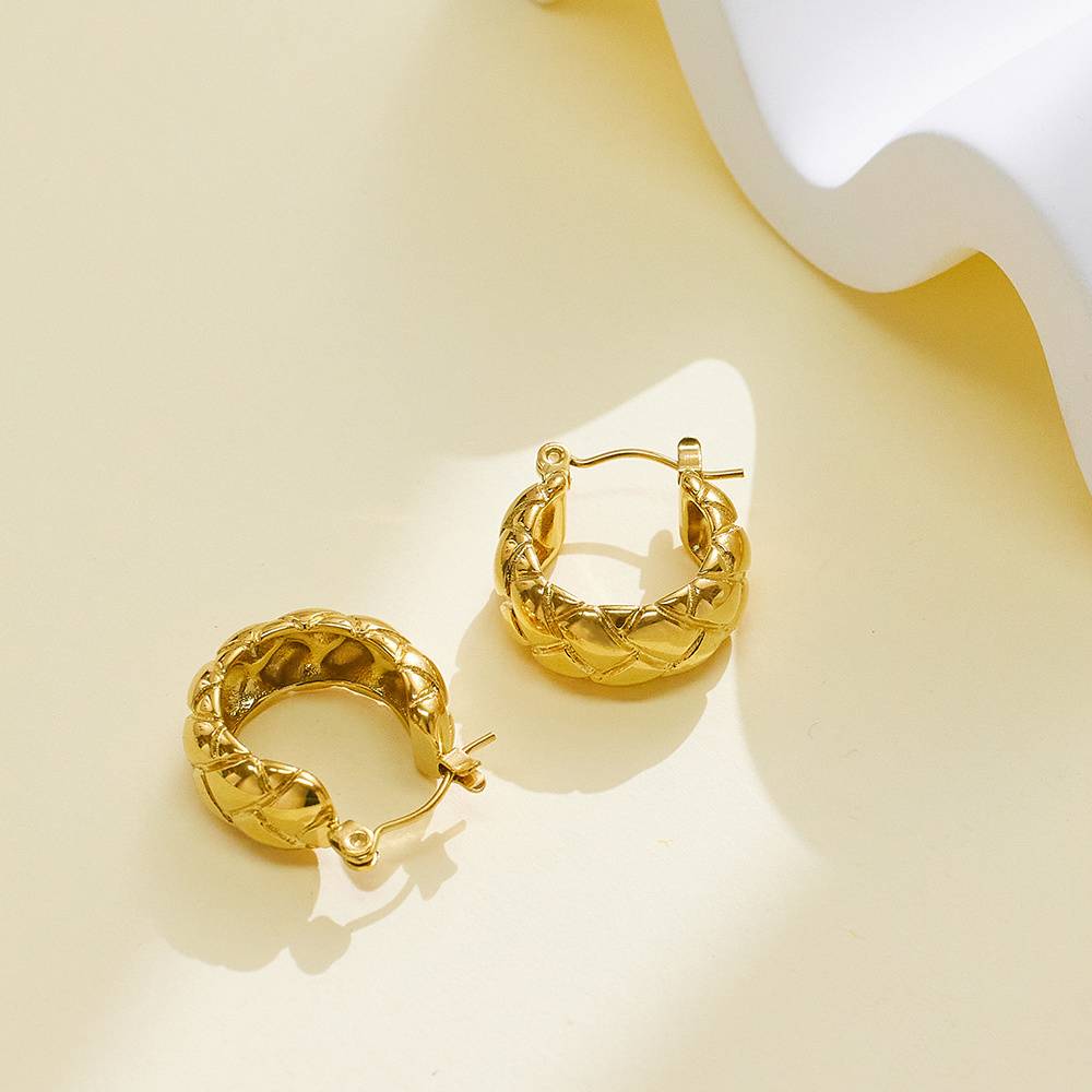 Electroplated rhombus 18k gold-plated women's custom gold fashion jewelry shiny stainless steel earrings