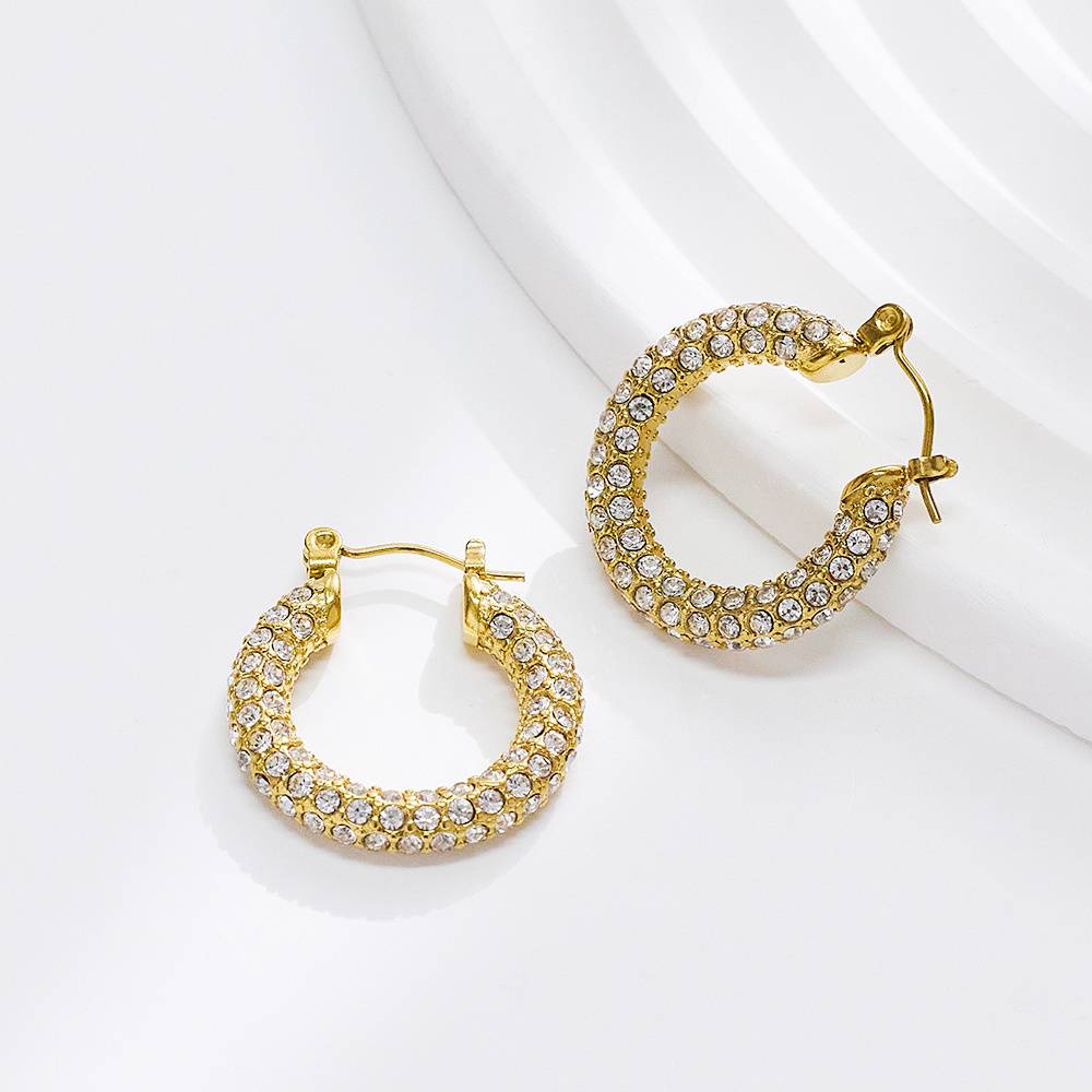 Fashion-customized gold full-diamond hoop earrings, diamond jewelry for women