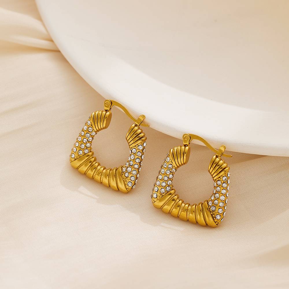 Diamond vintage custom gold-plated crystal designer women's fashion statement hoop pearl fine jewelry earrings