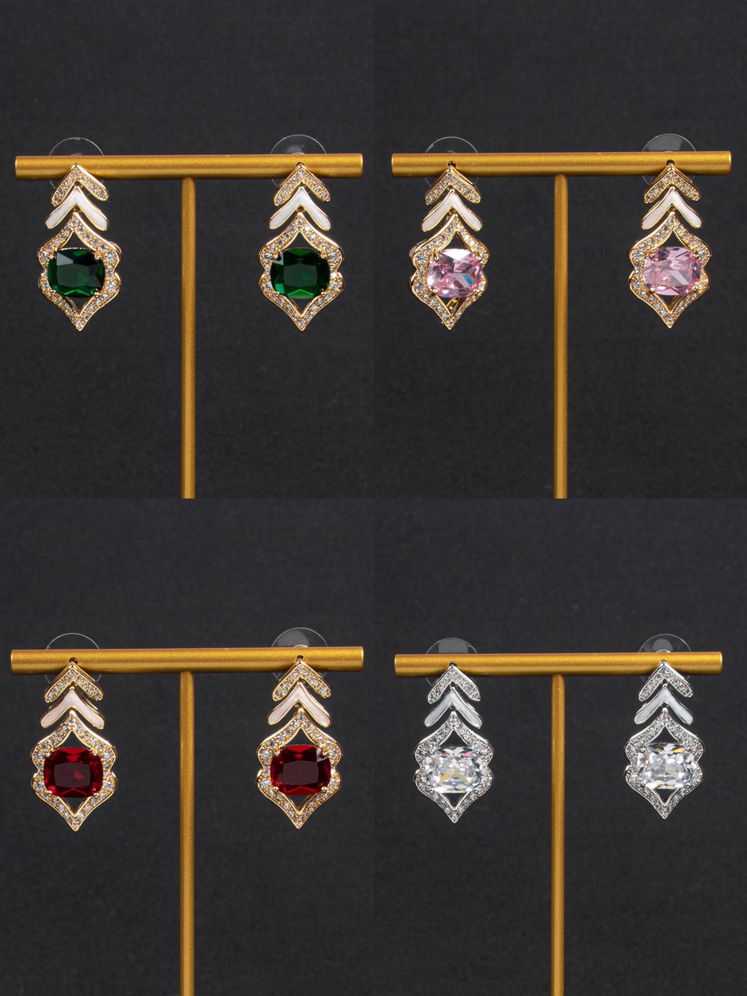 エレガントな 18K ゴールド メッキ ジルコニア アロー ダイヤモンド ドロップ イヤリング |ロンセン