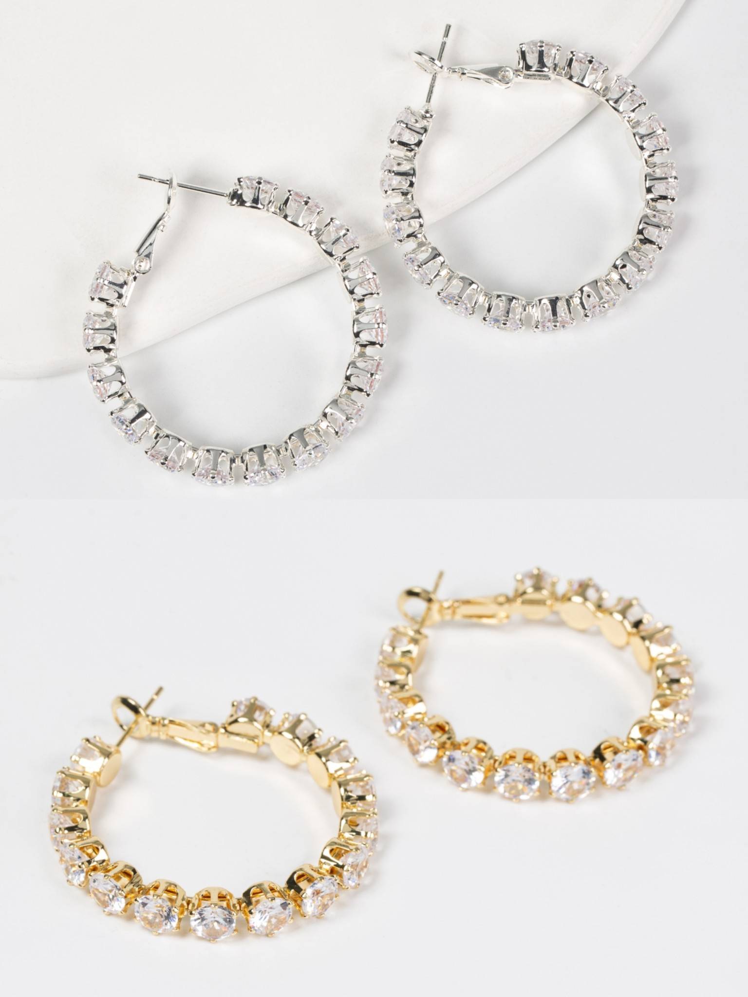 Dangle Earrings 18k Gold Plated Brass Cubic Zirconia Hoop Earrings