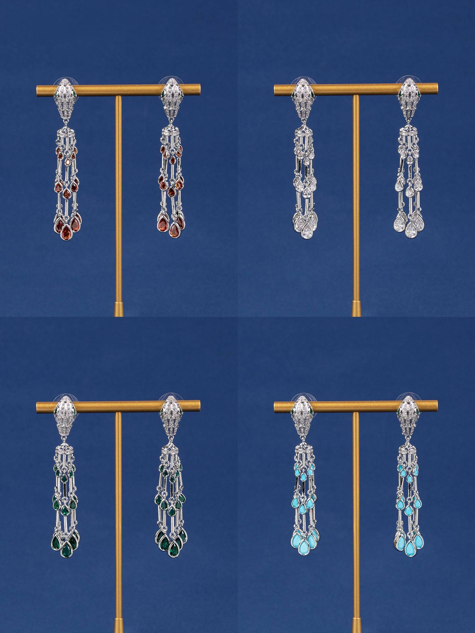 Dangle Earrings 18k Gold Plated Brass Waterdrop Zircon Earrings