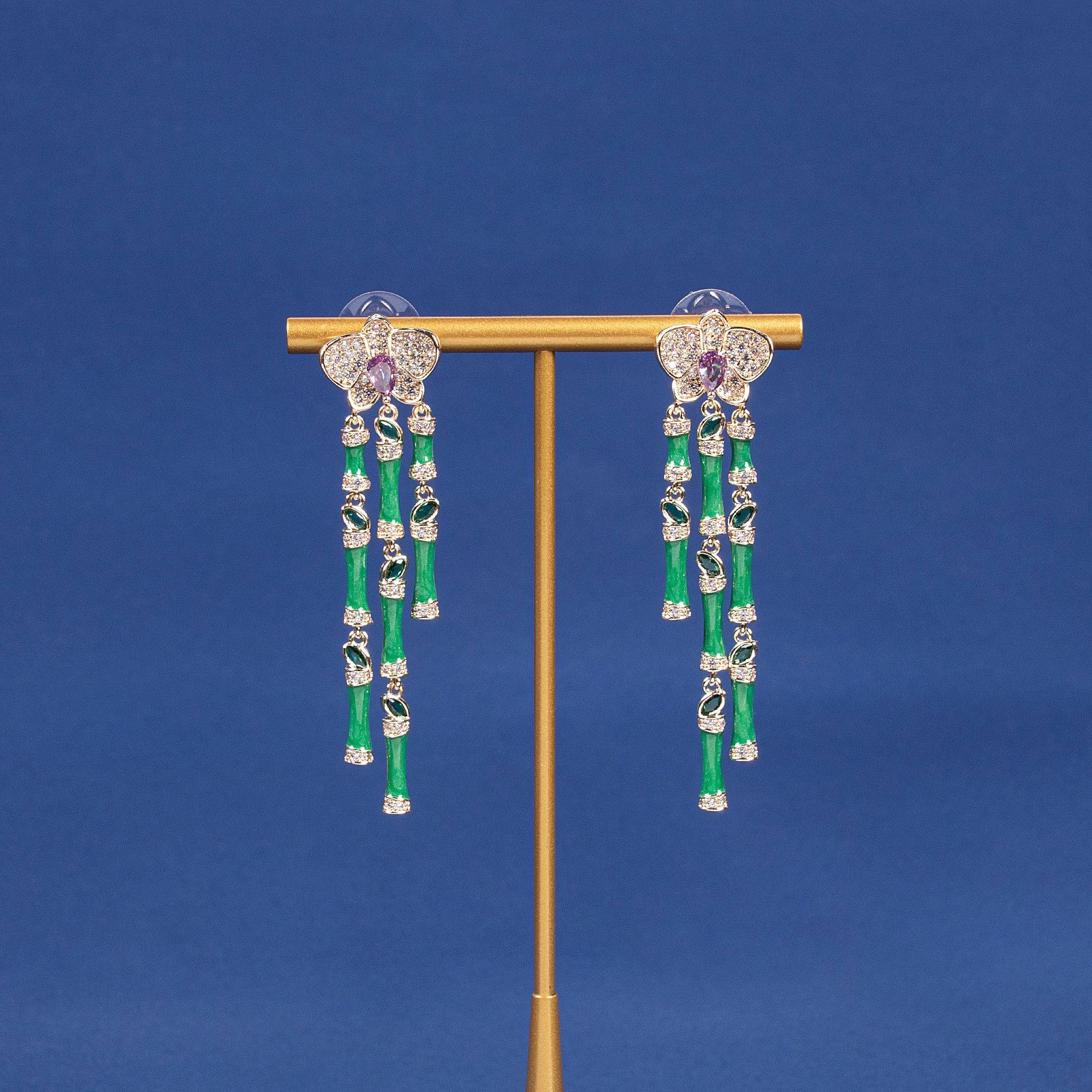 Dangle Earrings 18k Gold Plated Brass Butterfly Zircon Earrings