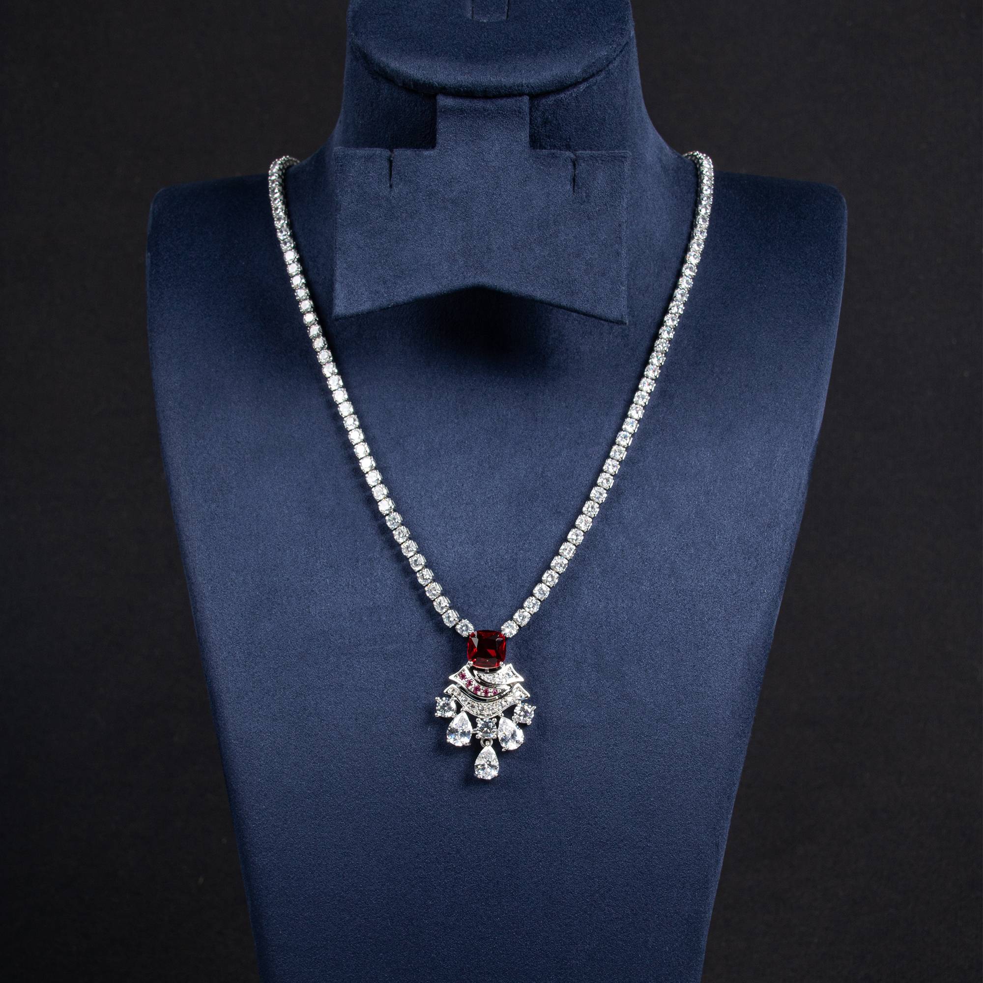 Kalung Wanita Tembaga Lapis Emas 18k Zirkon Penuh Multi Warna