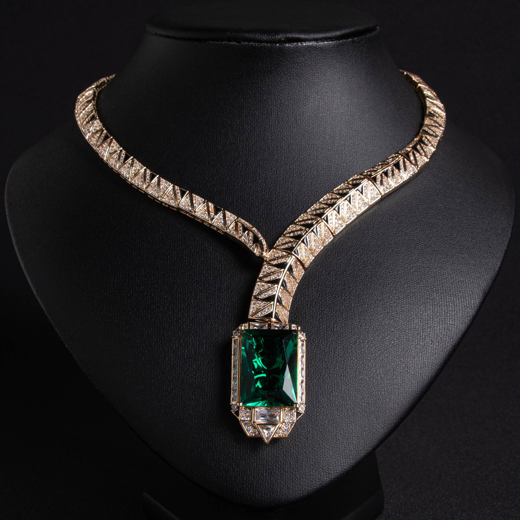 Multi Color Snake Texture 18k Gold Plated Copper Womens Necklace