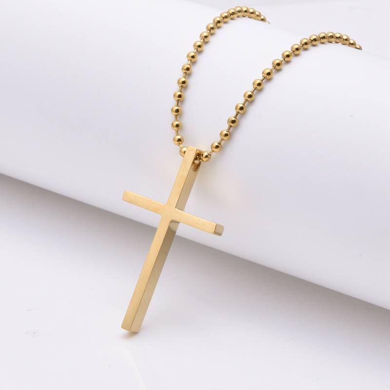 Pendentif croix en or, collier croix pour homme en acier inoxydable