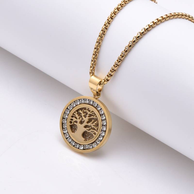 Pendentif pour homme : collier pour homme en acier inoxydable torsadé plaqué or 18 carats