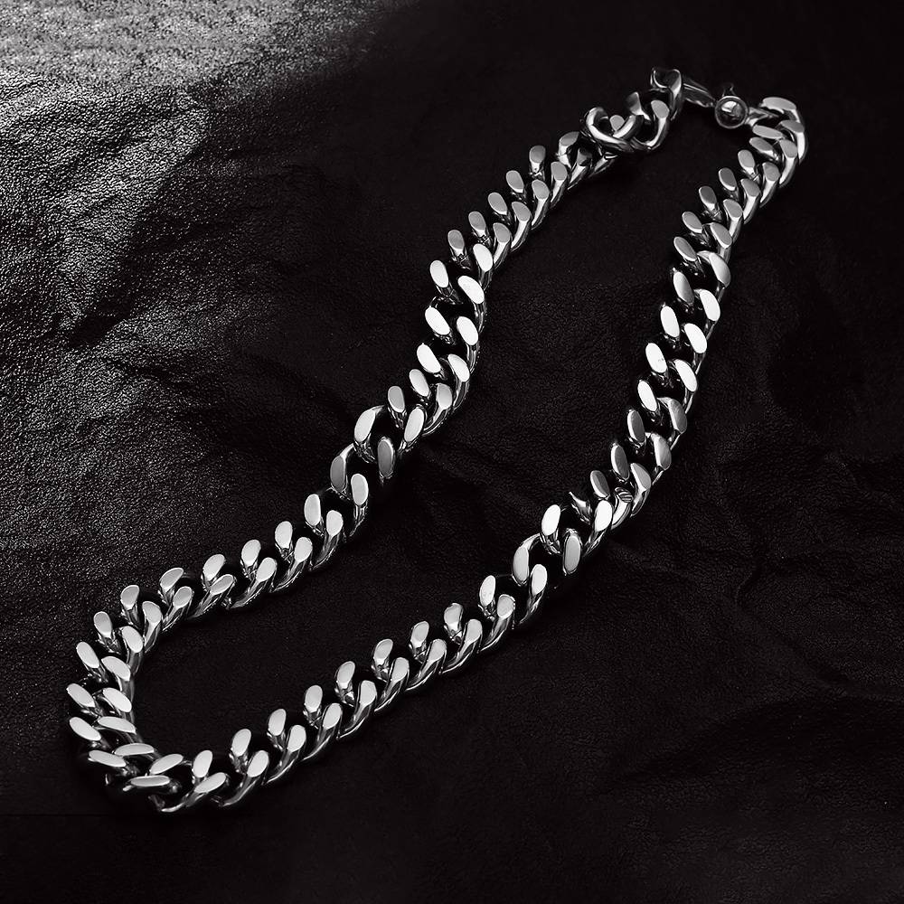 Collier cubain en acier inoxydable et or 18 carats pour homme