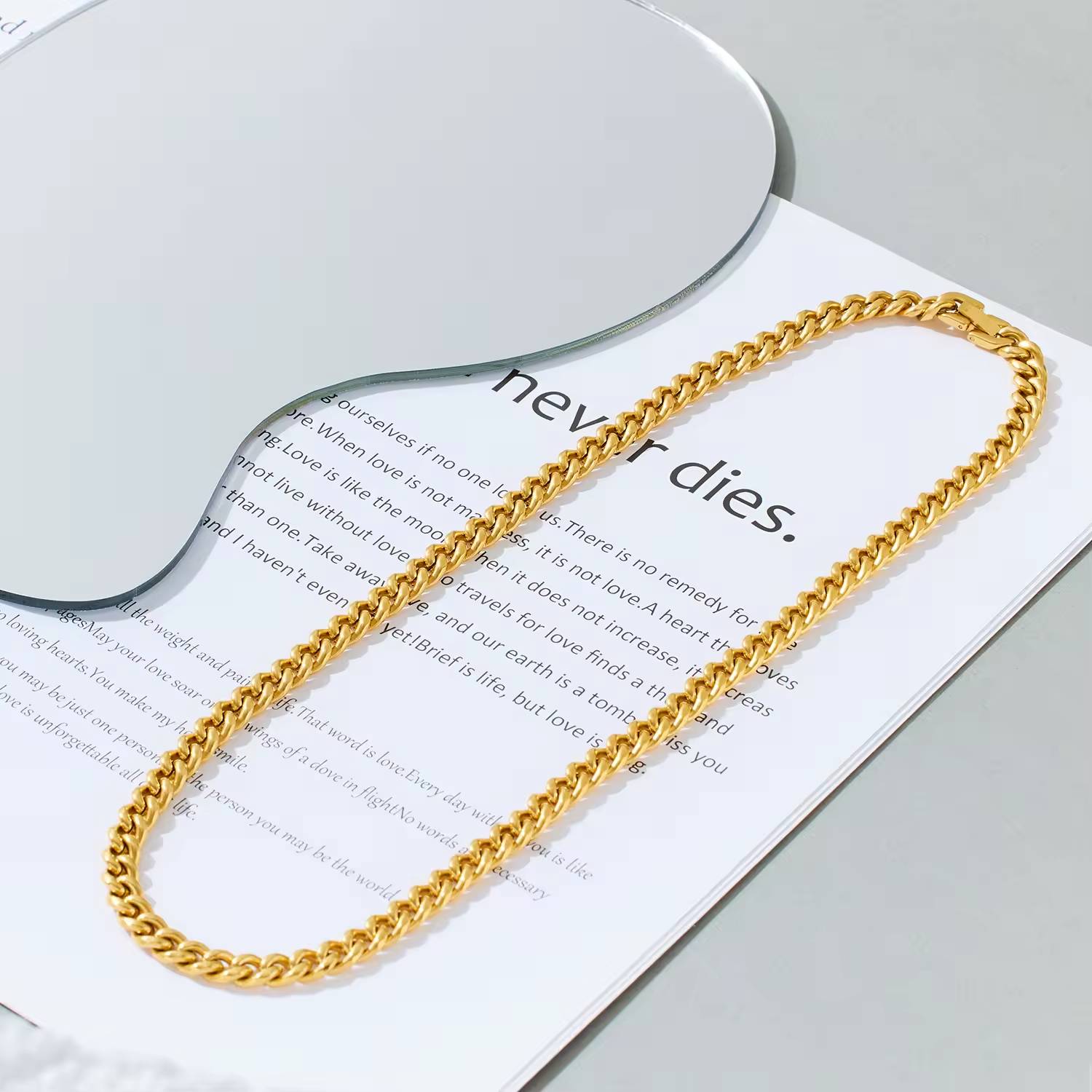 Collier pour homme style hip-hop cubain en acier inoxydable plaqué or 18 carats, bijou fantaisie en gros