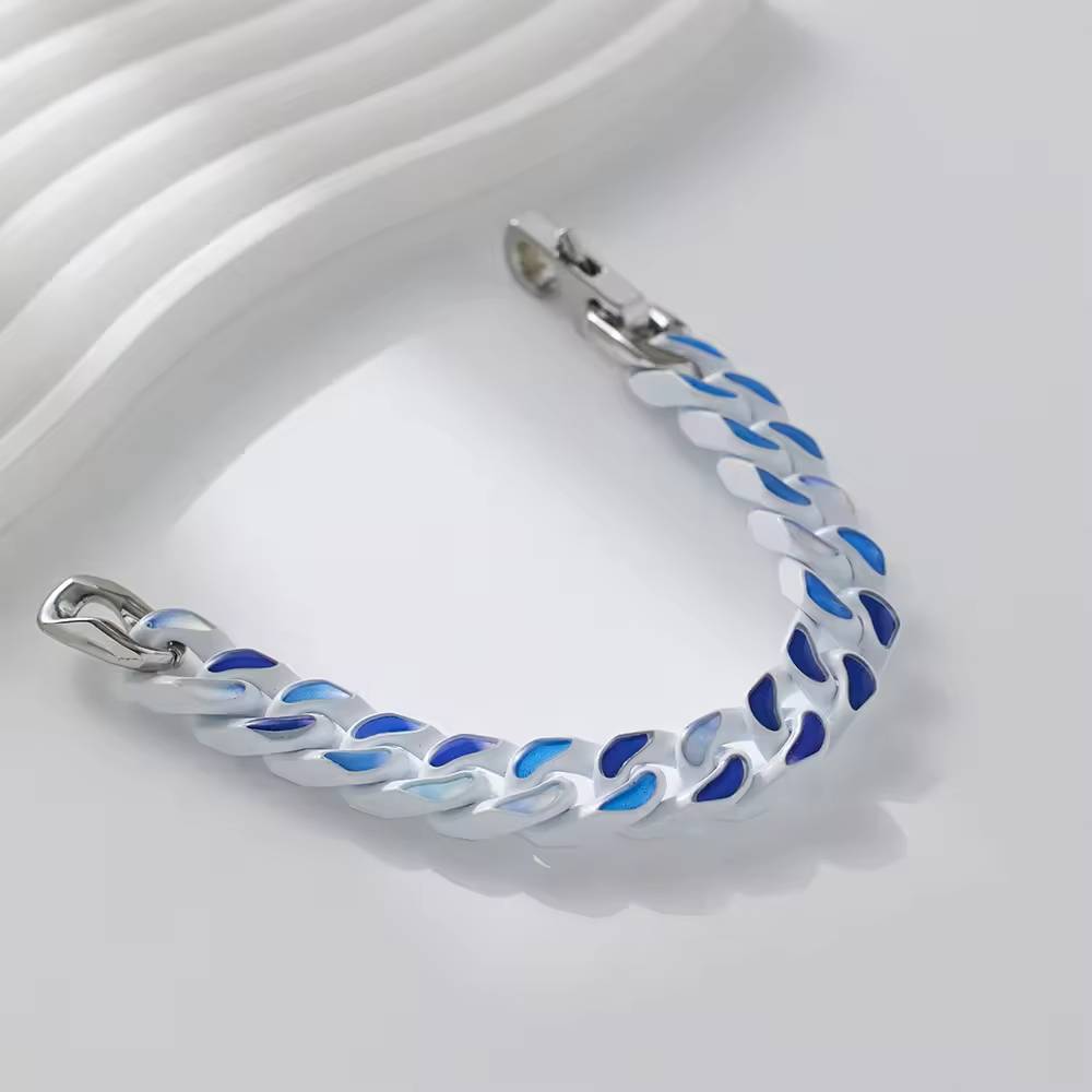 Bracelet cubain pour homme en acier inoxydable poli plaqué or 18 carats, bijou fantaisie en gros