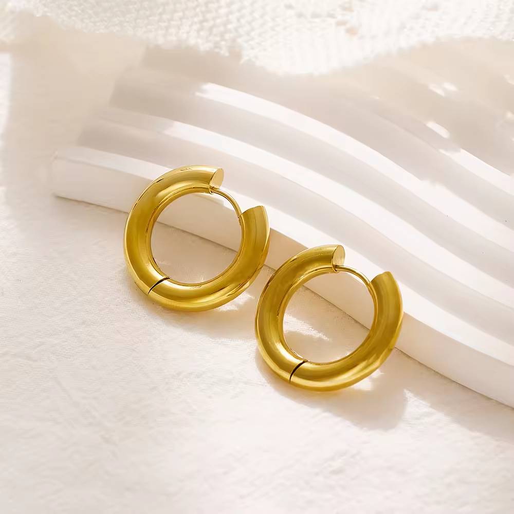 Batch Glossy Circular Geometric Round 18k Gold-Plated Stainless Steel Women's Fashion Jewelry Earrings