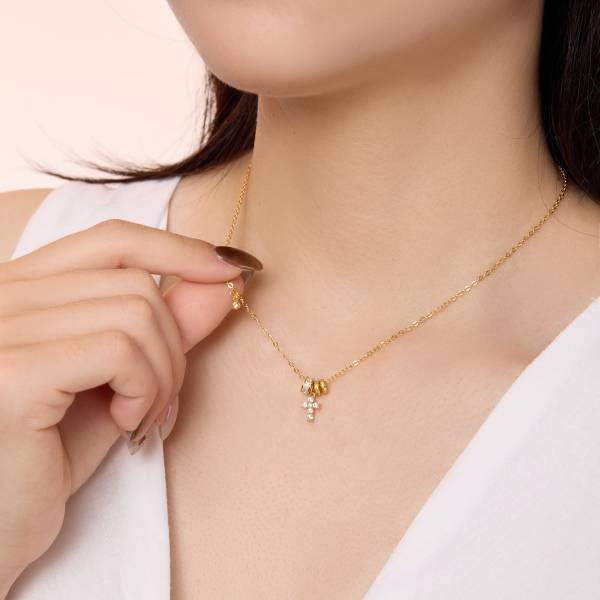 Collier pendentif à plusieurs rangs en argent 925 plaqué or 18 carats et zircon de Lonceen