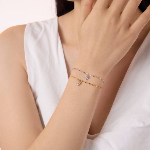 Ensemble de bracelets superposés en argent 925 plaqué or 18 carats et zircon Lonceen pour femmes