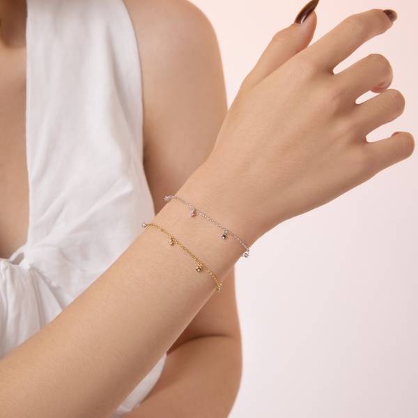 Ensemble de bracelets Lonceen en argent 925 plaqué or 18 carats, ornés de zircons délicats, pour femme