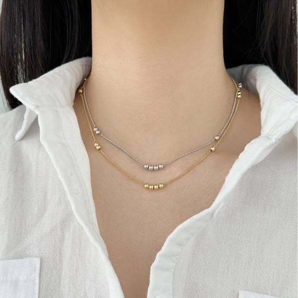 Collier Lonceen en argent 925 plaqué or 18 carats avec chaîne en argent et perles