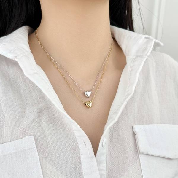 Collier pendentif cœur en argent 925 plaqué 18 carats Lonceen avec chaîne en argent