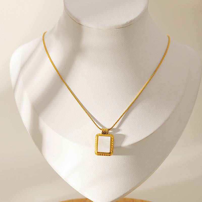 Gold Stainless Steel Geometric Pendant Necklace